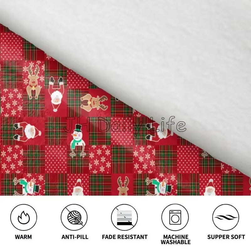 Merry Christmas Snowflake Deer Wearable Blanket Hoodie Snowman Santa Claus Oversized Sweatshirts Warm Cozy Fleece Sherpa Blanket