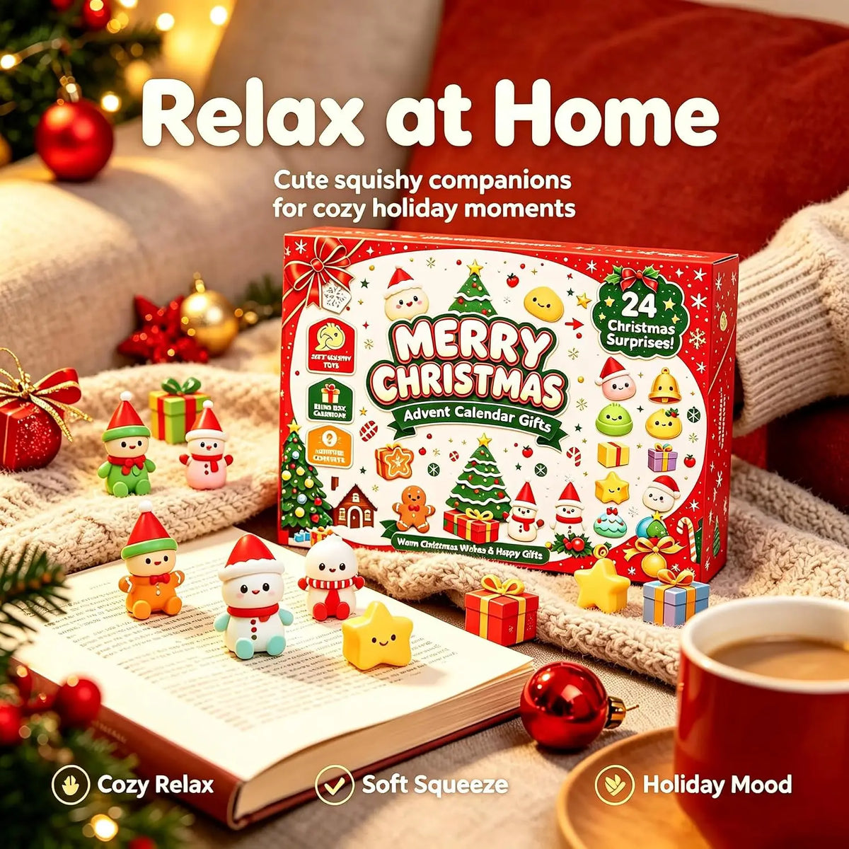 24‑Day Christmas Dumpling Squishy Advent Calendar 2026,Fidget Sensory Countdown Calendar,Surprise Squishies,Stress Relief Fidget