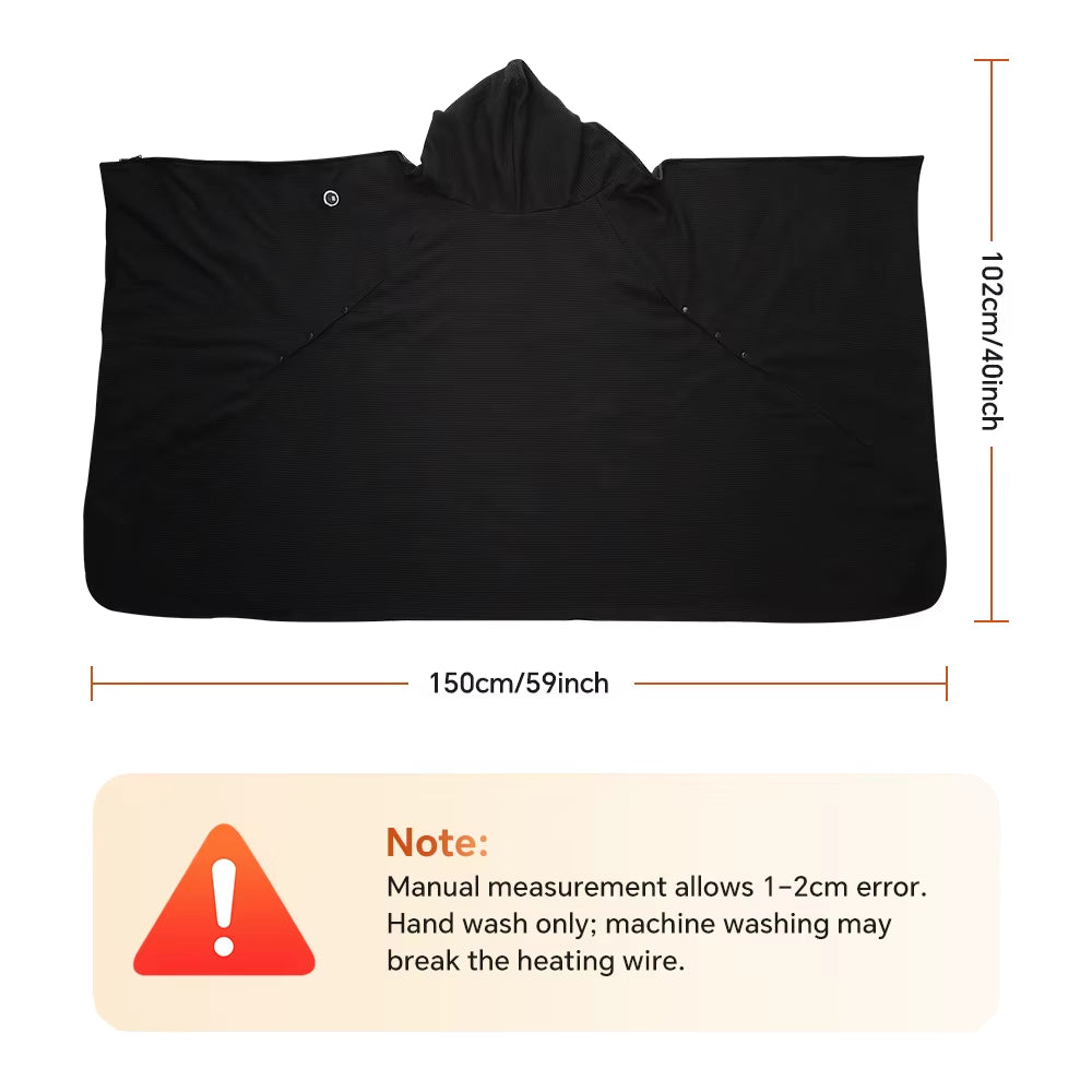 Electric Heated Hoodie Wearable Blanket 5V USB Warm Cape 3-Temp Graphene Heating Wrap for Lounging Travel Gift Idea