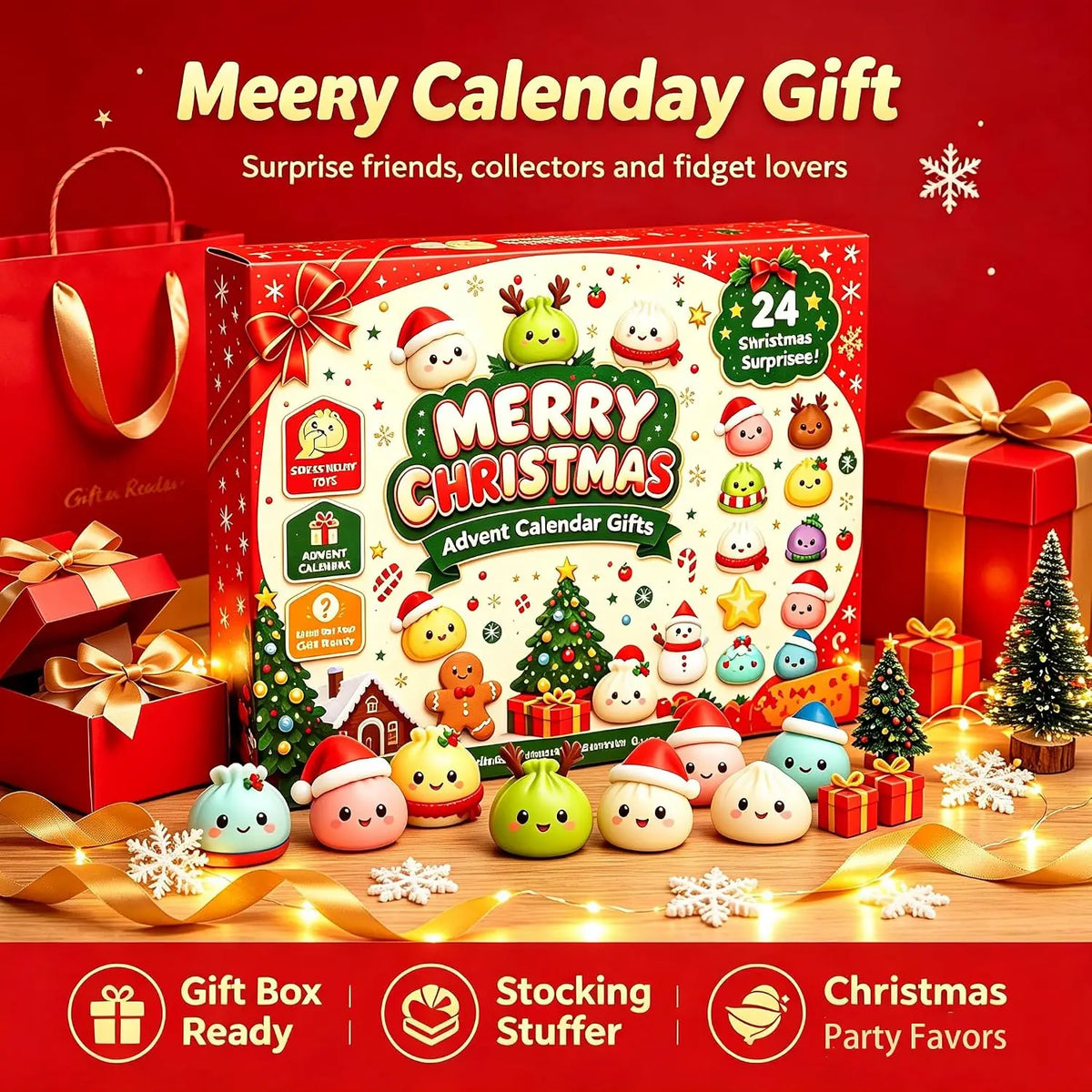 24‑Day Christmas Dumpling Squishy Advent Calendar 2026,Fidget Sensory Countdown Calendar,Surprise Squishies,Stress Relief Fidget
