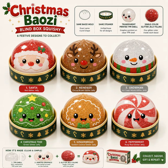New Santa Claus Elk Dumpling Shape Stress Relief Squeeze Toy Christmas Party Favor Toys Gifts for Adult