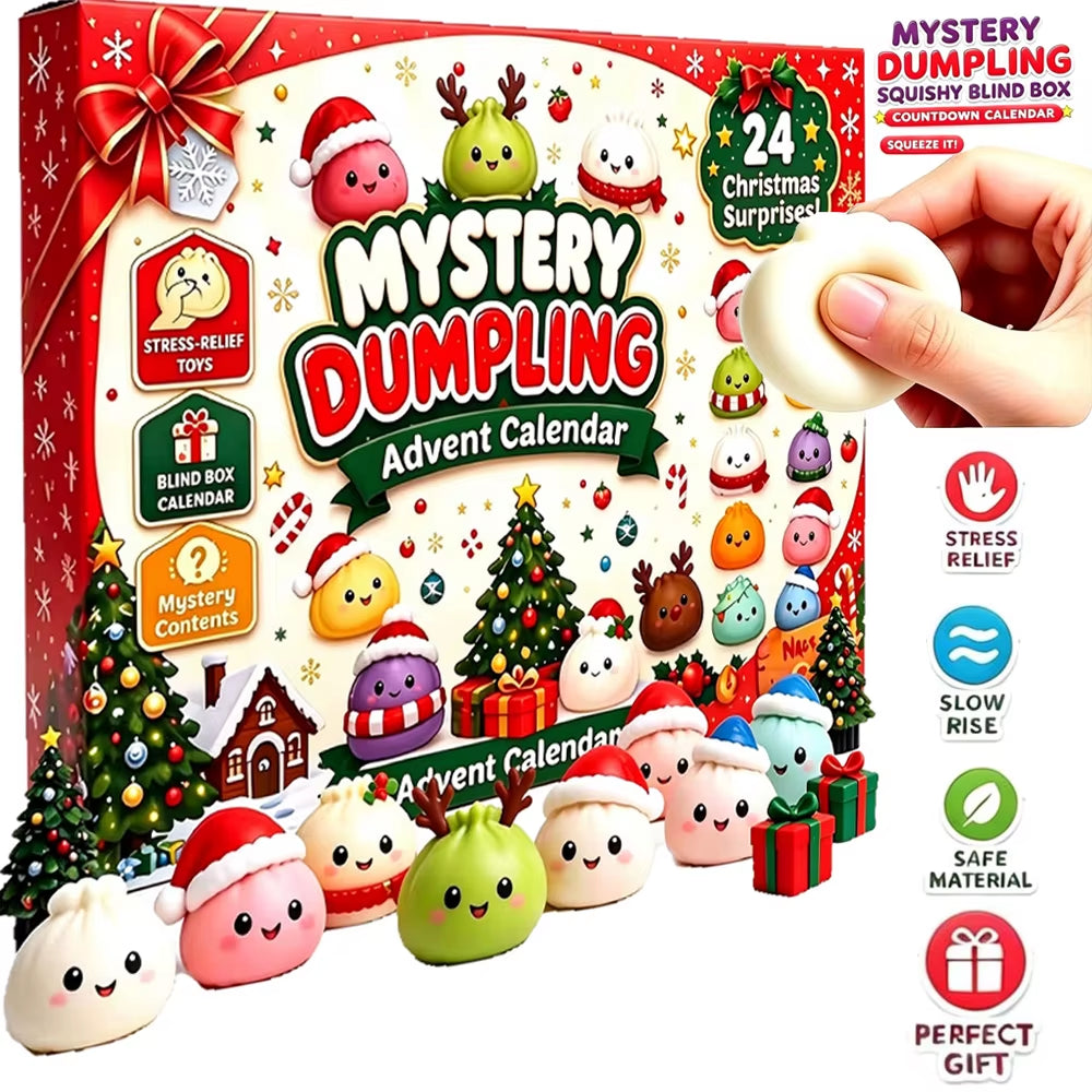 Christmas Dumpling Squishy Advent Calendar 24 Days Countdown Mystery Surprise Anxiety Relief Slow Rising