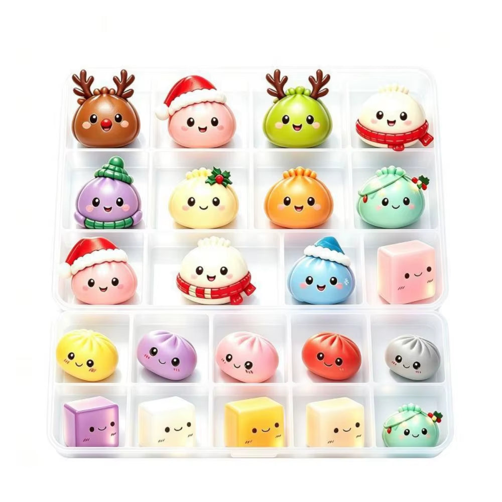 Christmas Dumpling Squishy Advent Calendar 24 Days Countdown Mystery Surprise Anxiety Relief Slow Rising