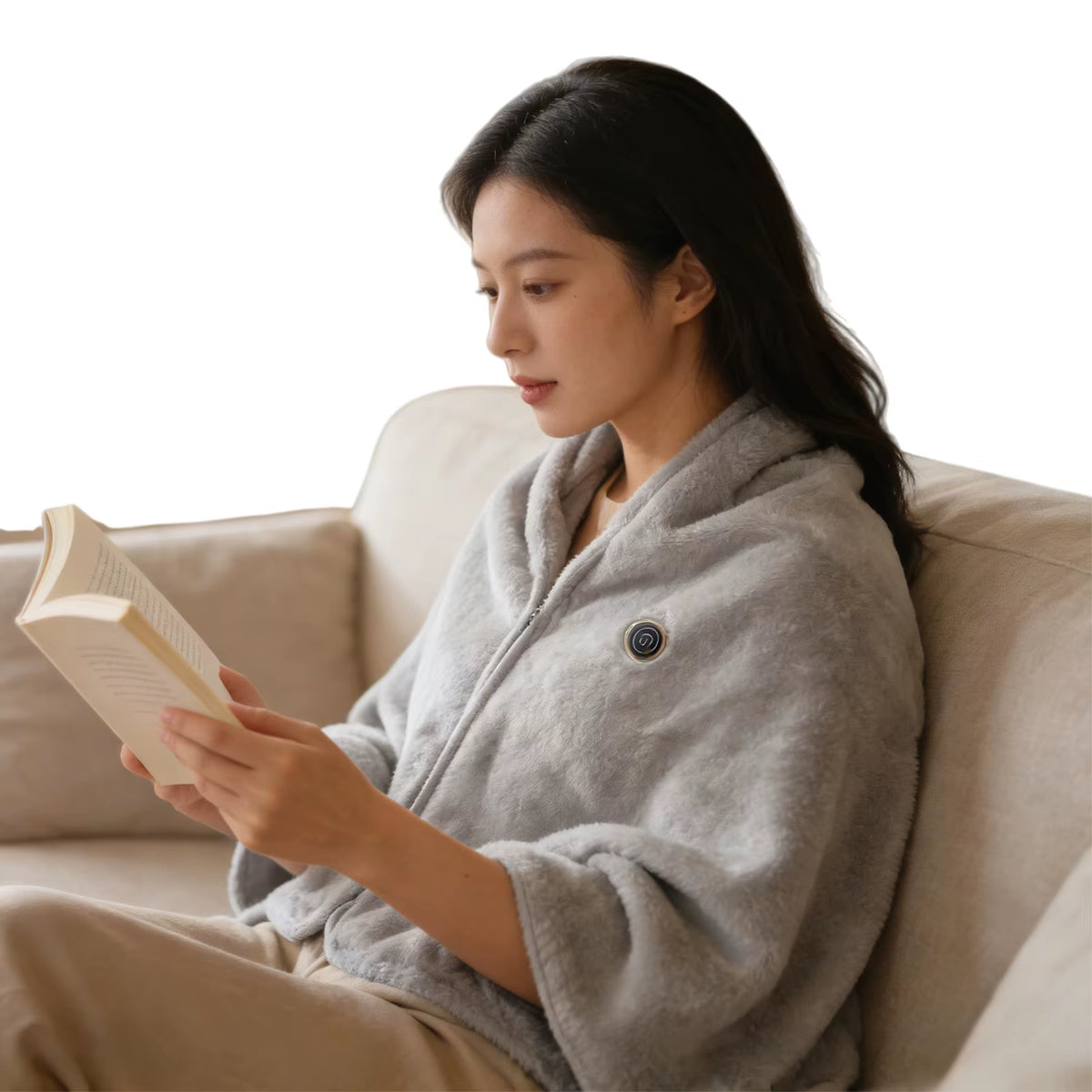 USB Electric Heated Robe Poncho Blanket Hoodie with 3 Heating Level Heated Blanket Throw Wrap Washable for Camping Travel Office